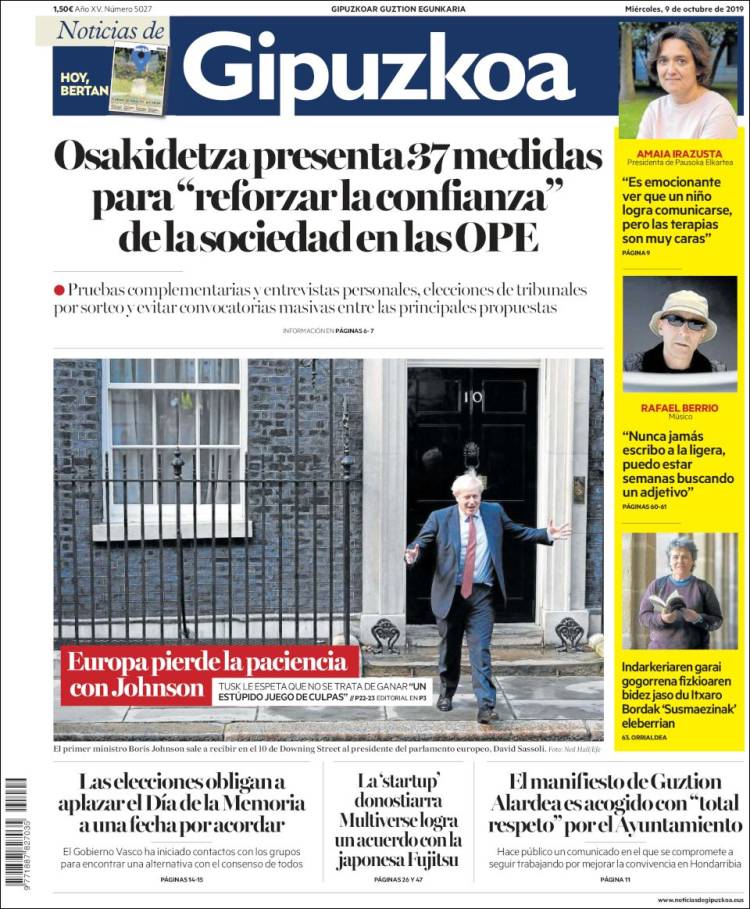 Portada de Noticias de Gipuzkoa (Spain)