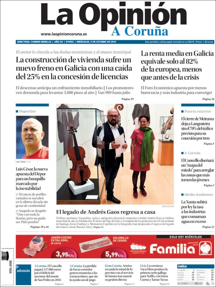 Portada de La Opinión de A Coruña (España)