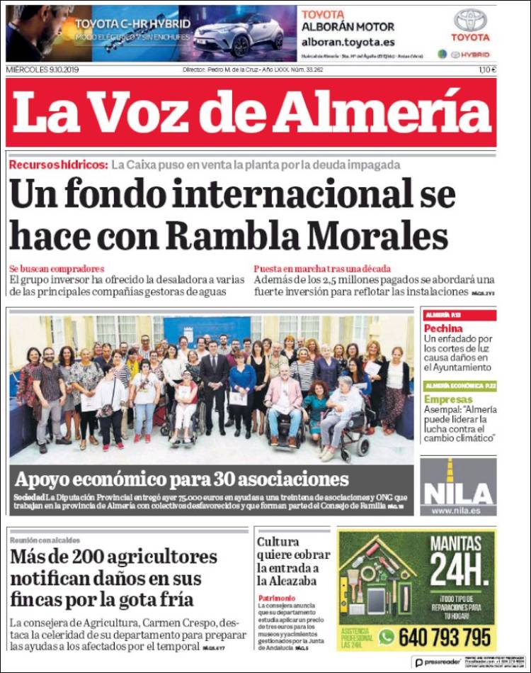 Portada de La Voz de Almería (España)