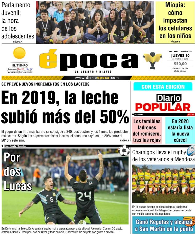 Portada de Diario Época (Argentina)