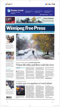 Portada de Winnipeg Free Press (Canadá)