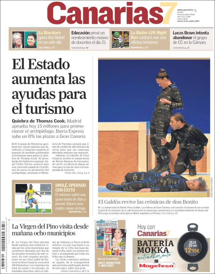 Portada de Canarias 7 (España)