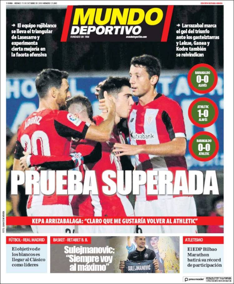 Portada de Mundo Deportivo Bizkaia (España)