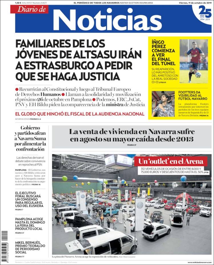 Portada de Noticias de Navarra (España)