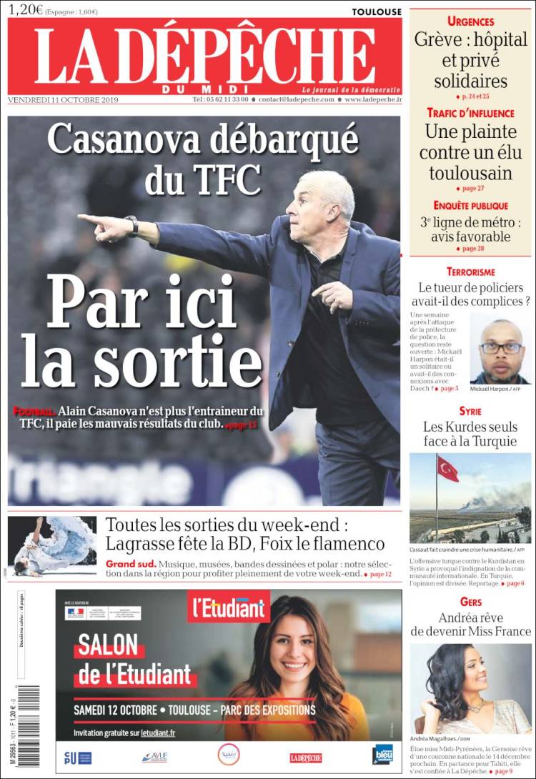 Portada de La Dépêche du Midi (Francia)