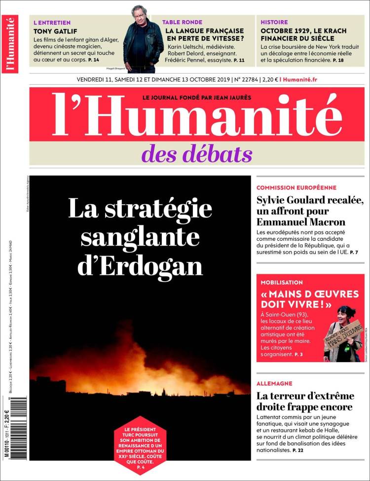 Portada de l'Humanite (Francia)