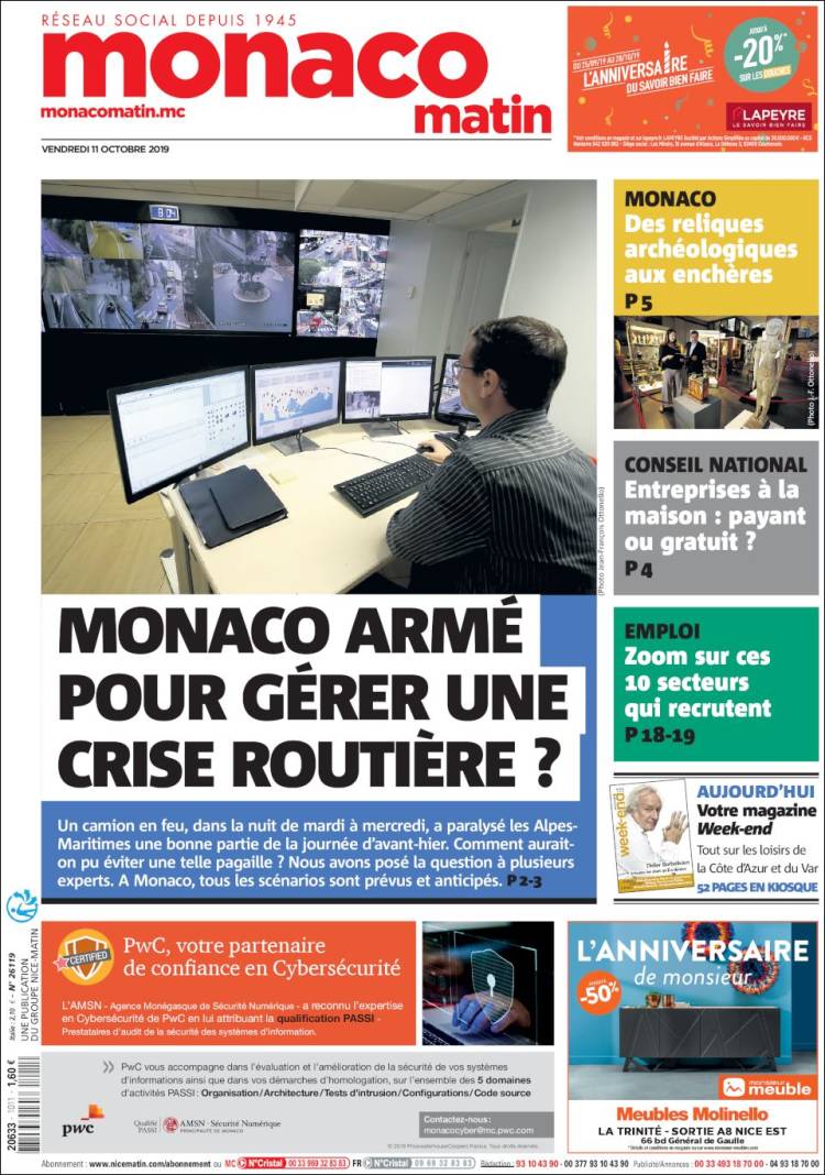 Portada de Nice-Matin (Francia)