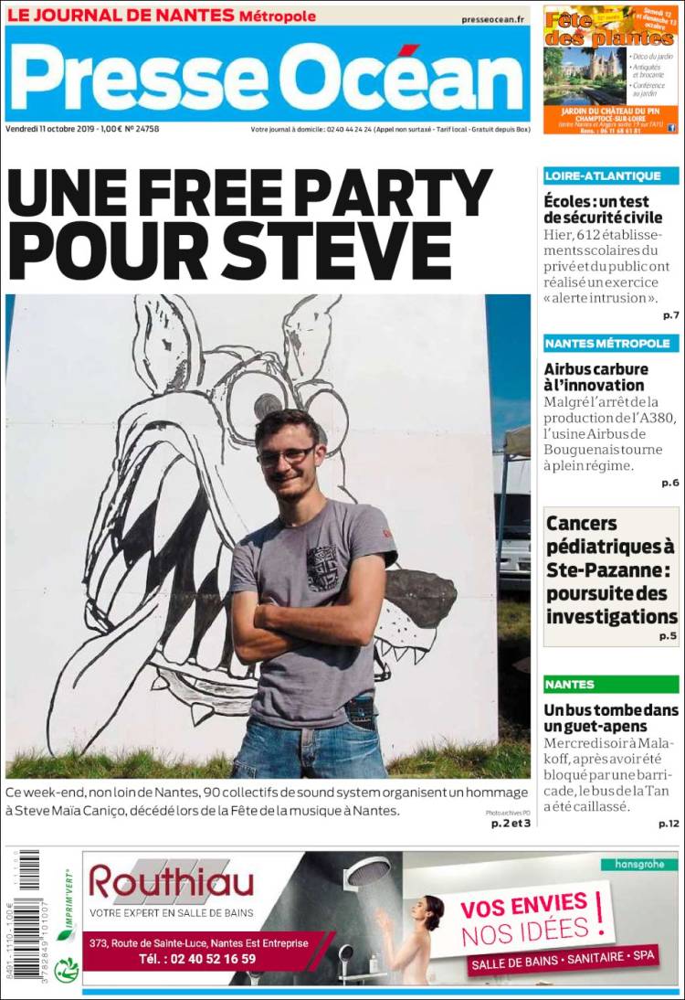 Portada de Presse Ocean (Francia)