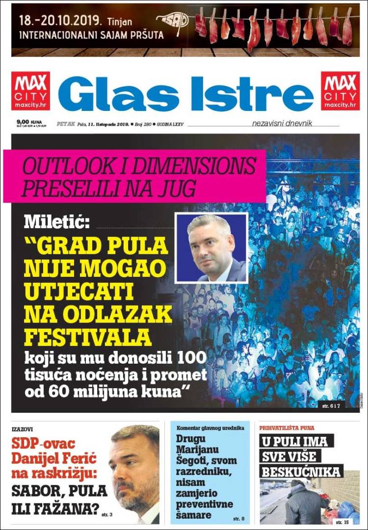 Portada de Glas Istre (Croacia)
