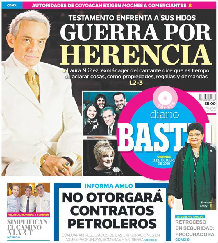 Portada de Diario Basta (México)