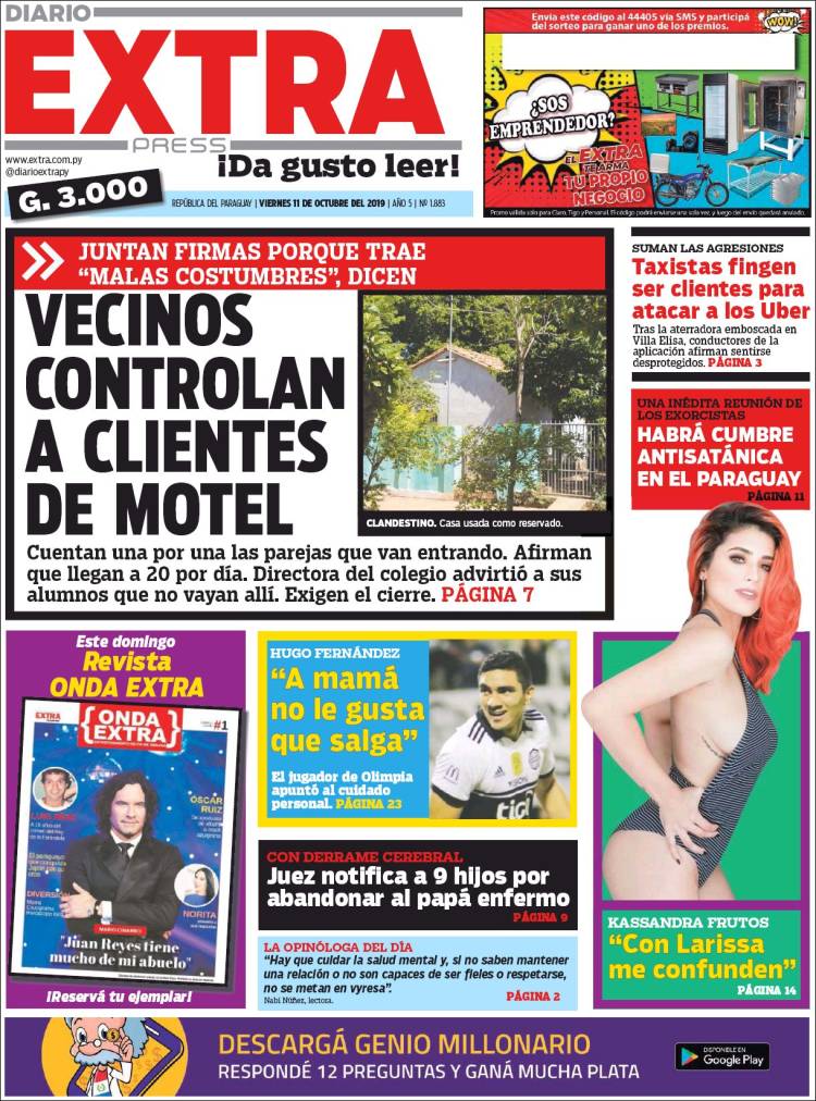 Portada de Diario Extra (Paraguay)