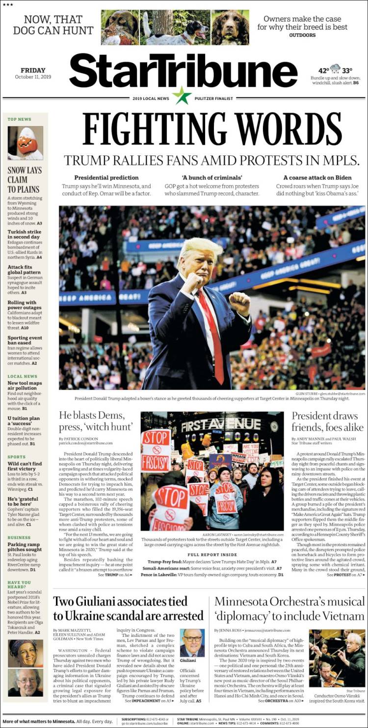 Portada de Star Tribune (USA)