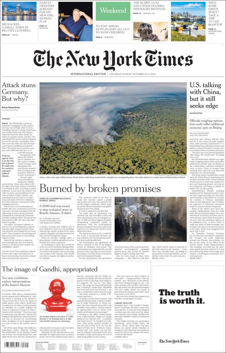 Portada de International New York Times (Europa)