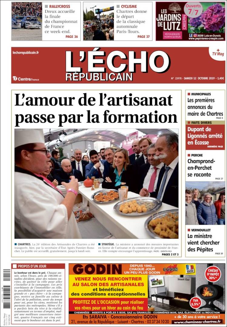 Portada de L'Echo Républicain (Francia)