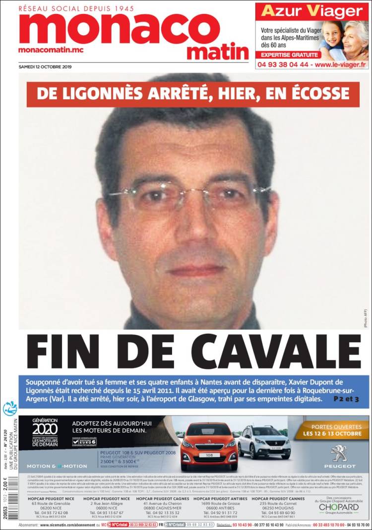 Portada de Nice-Matin (Francia)