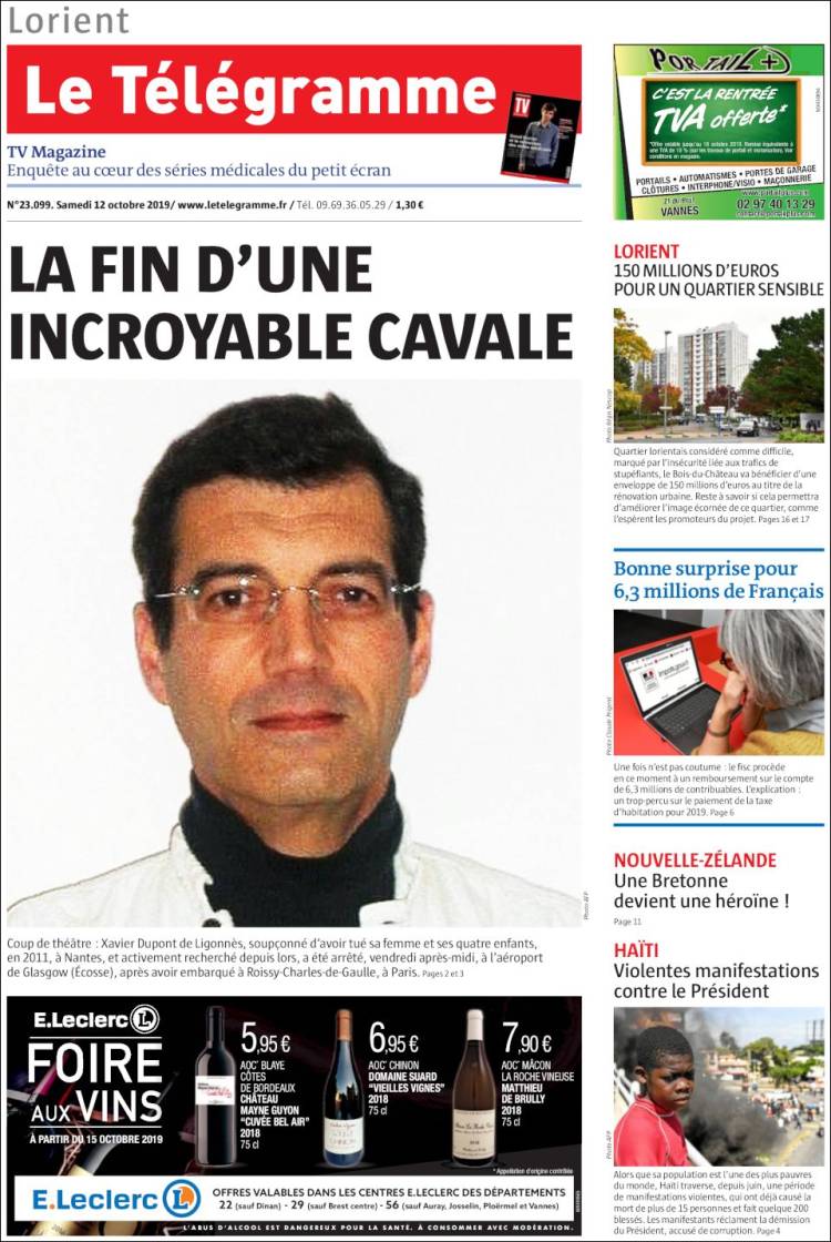 Portada de Télégramme (Francia)