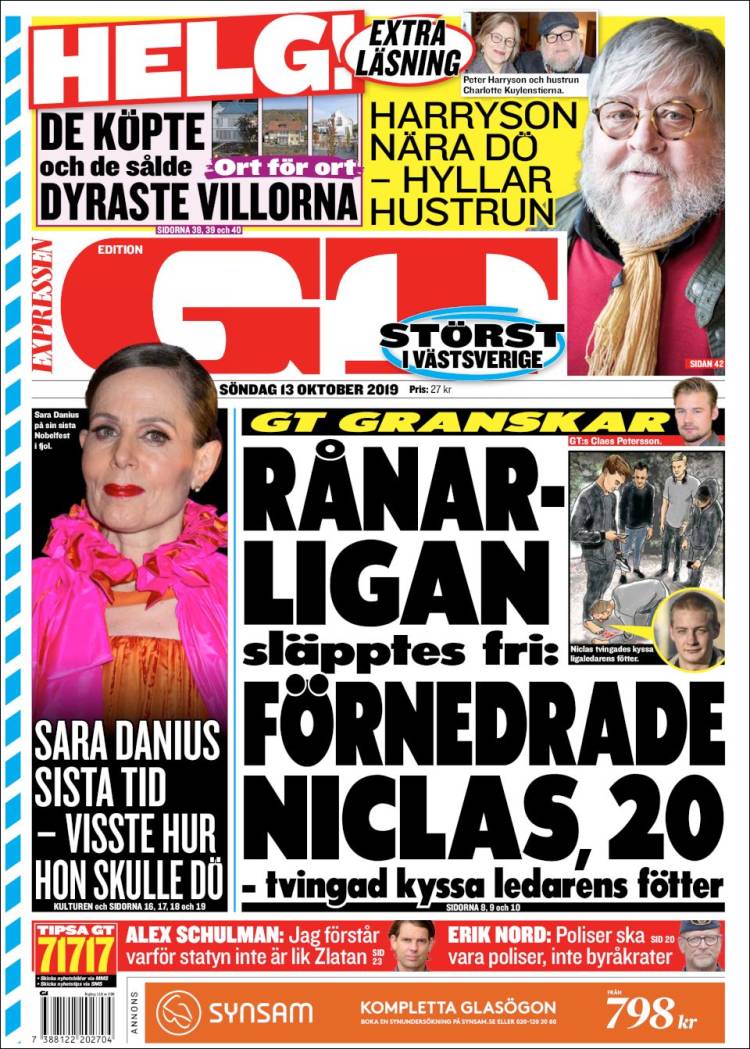 Portada de Göteborgstidningen (Suecia)