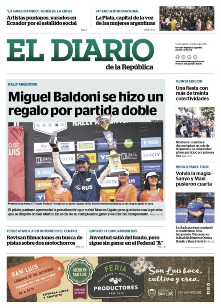 Portada de Diario de la República (Argentina)