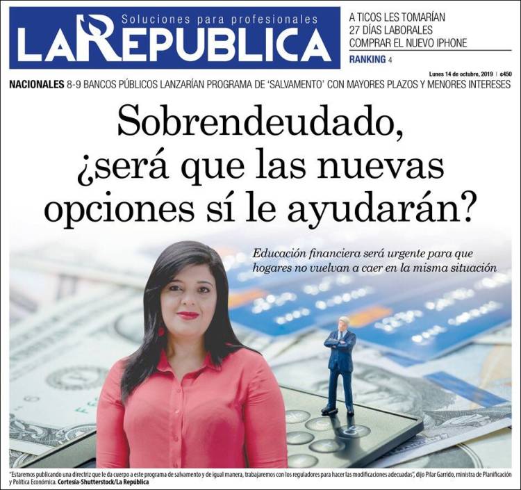 Portada de La República (Costa Rica)