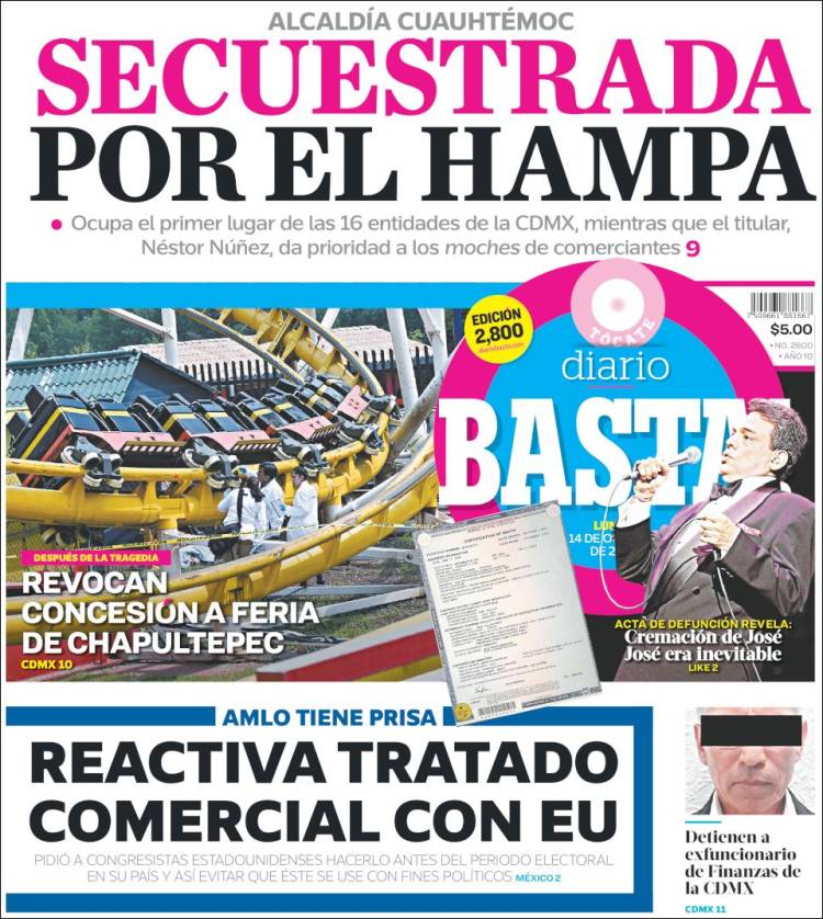 Portada de Diario Basta (M&eacute;xico)