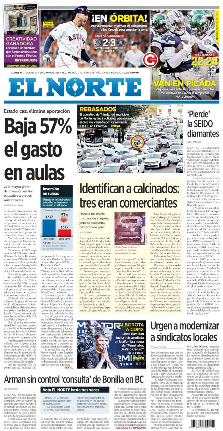 Portada de El Norte (M&eacute;xico)