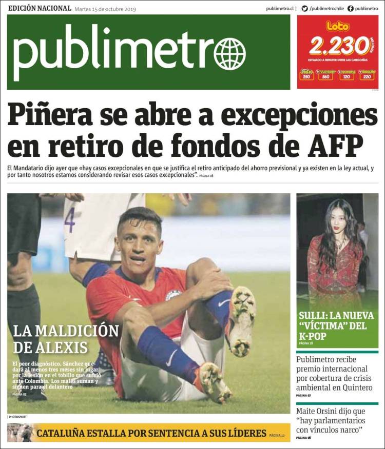 Portada de Publimetro (Chile)