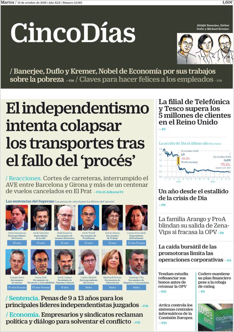 Portada de Cinco Días (España)