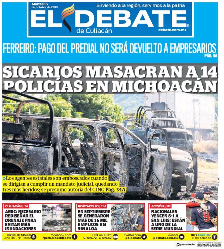 Portada de El Debate de Culiacán (M&eacute;xico)