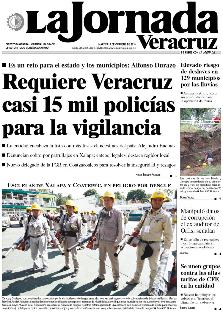 Portada de La Jornada Veracruz (M&eacute;xico)