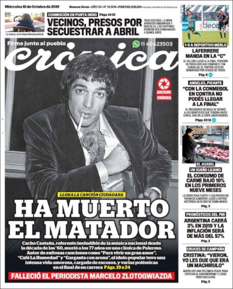 Portada de Crónica (Argentina)