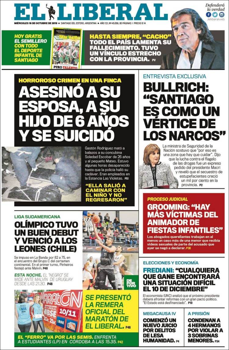 Portada de Diario El Liberal (Argentina)
