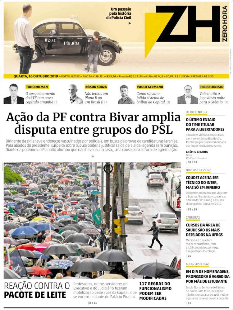Portada de Zero Hora (Brasil)