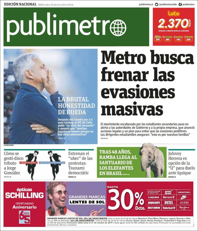 Portada de Publimetro (Chile)