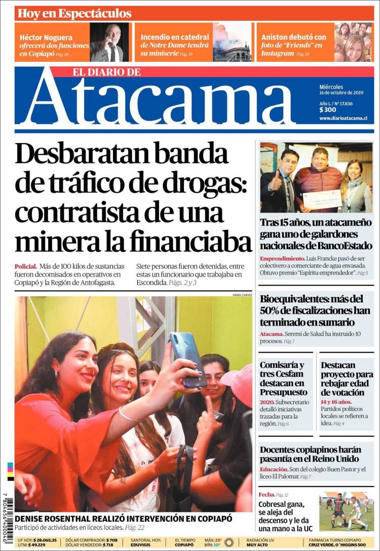 Portada de Diario de Atacama (Chile)