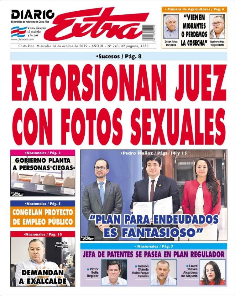 Portada de Diario Extra (Costa Rica)