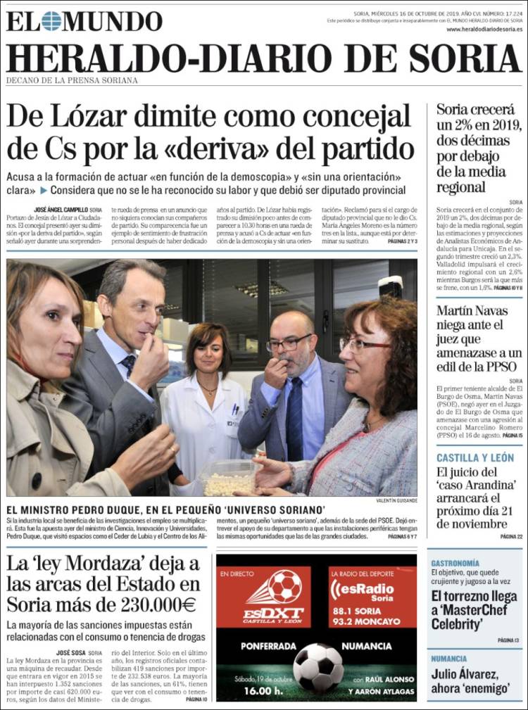 Portada de Diario de Soria (España)