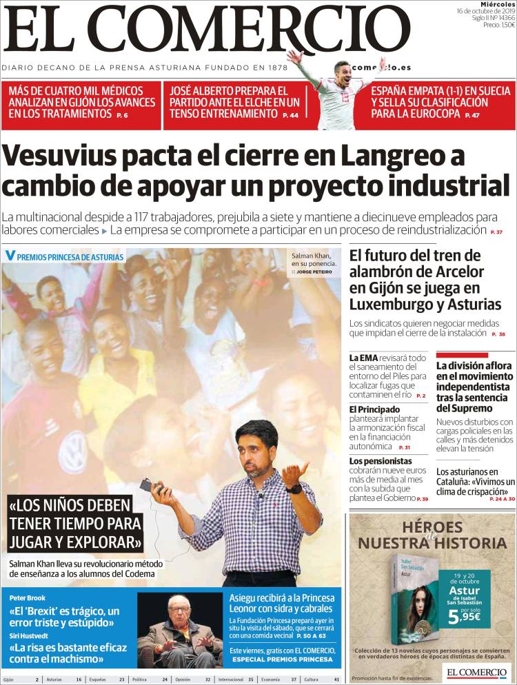 Portada de El Comercio (España)