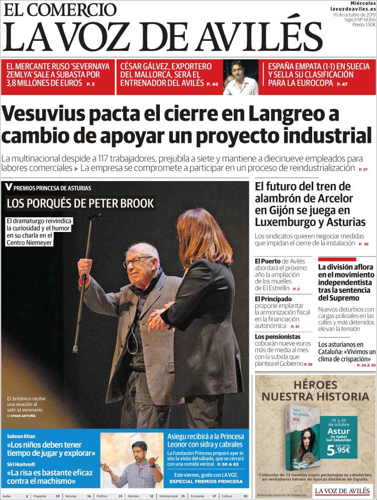 Portada de El Comercio - Avilés (España)