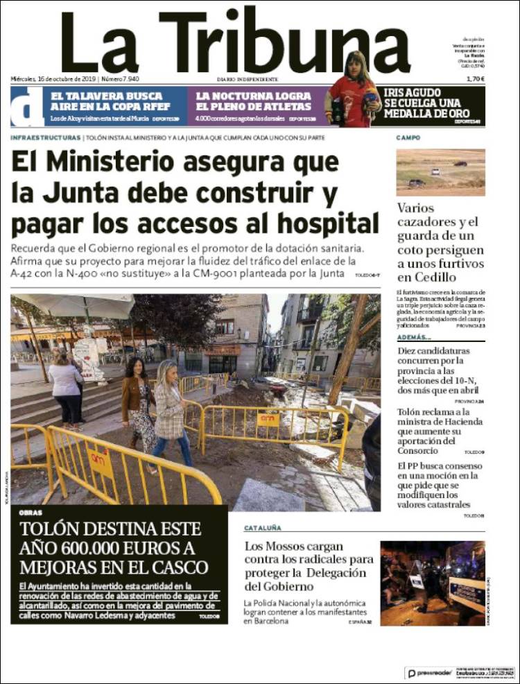 Portada de La Tribuna de Toledo (España)