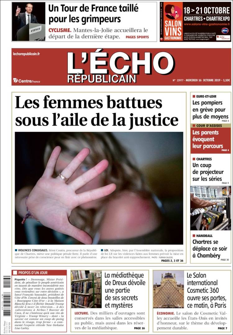 Portada de L'Echo Républicain (Francia)
