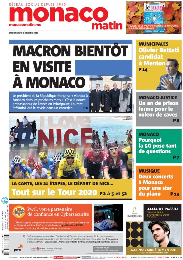 Portada de Nice-Matin (Francia)