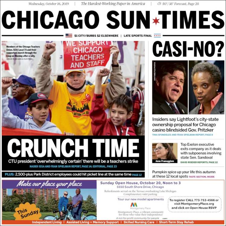 Portada de Chicago Sun-Times (USA)