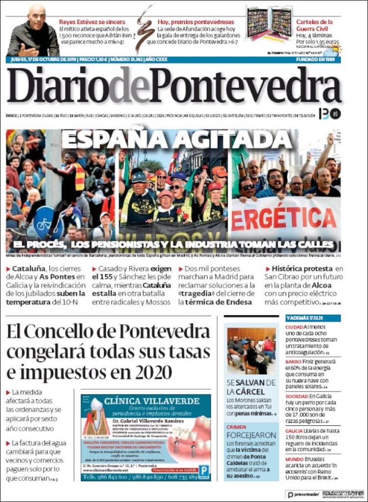 Portada de Diario de Pontevedra (España)