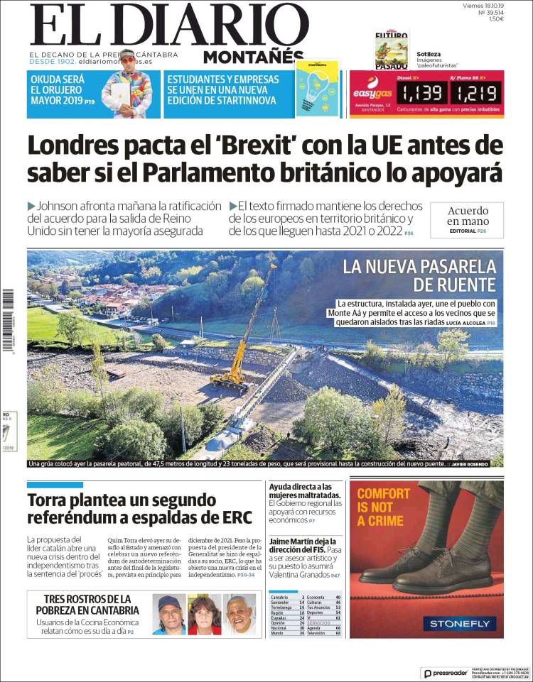 Portada de El Diario Montañés (España)