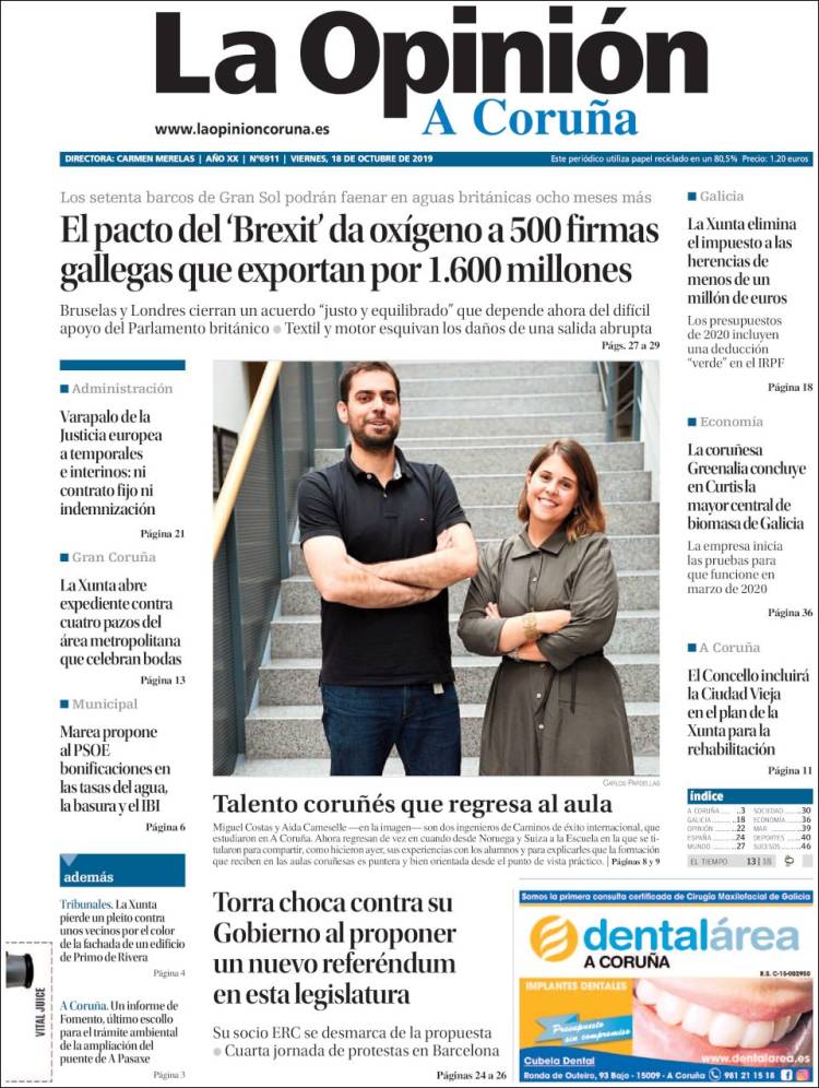 Portada de La Opinión de A Coruña (Spain)