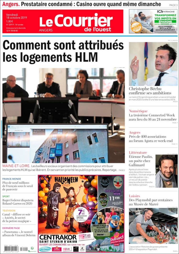 Portada de Le Courrier de l'Ouest (Francia)