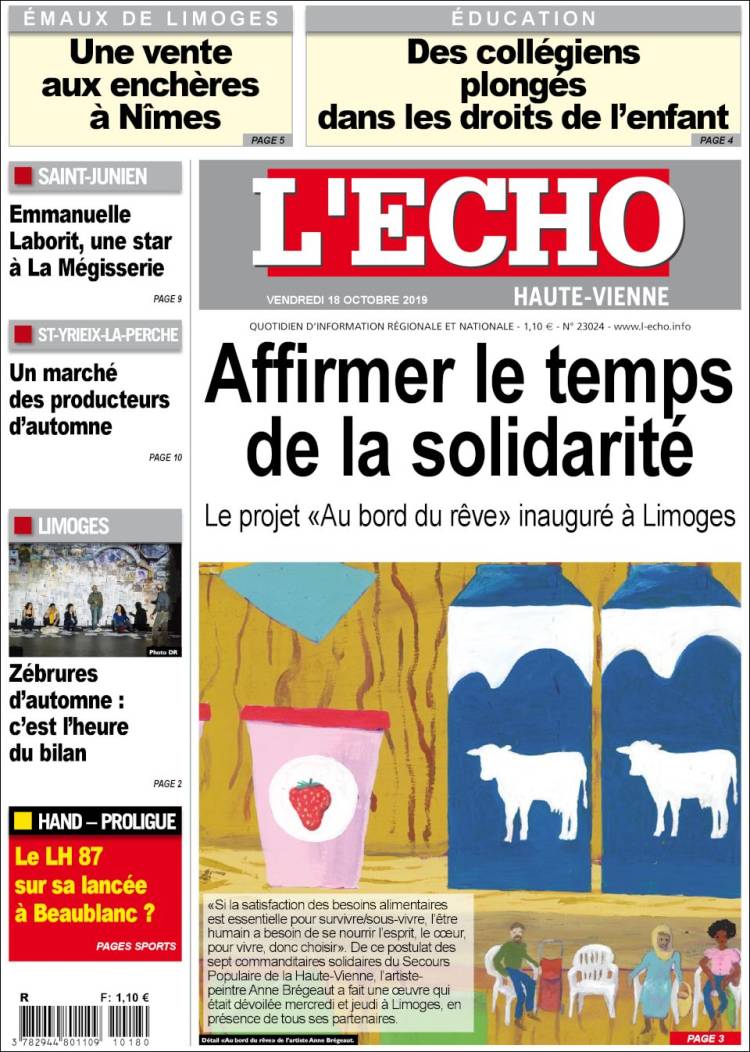 Portada de L'Echo de la Haute-Vienne (Francia)