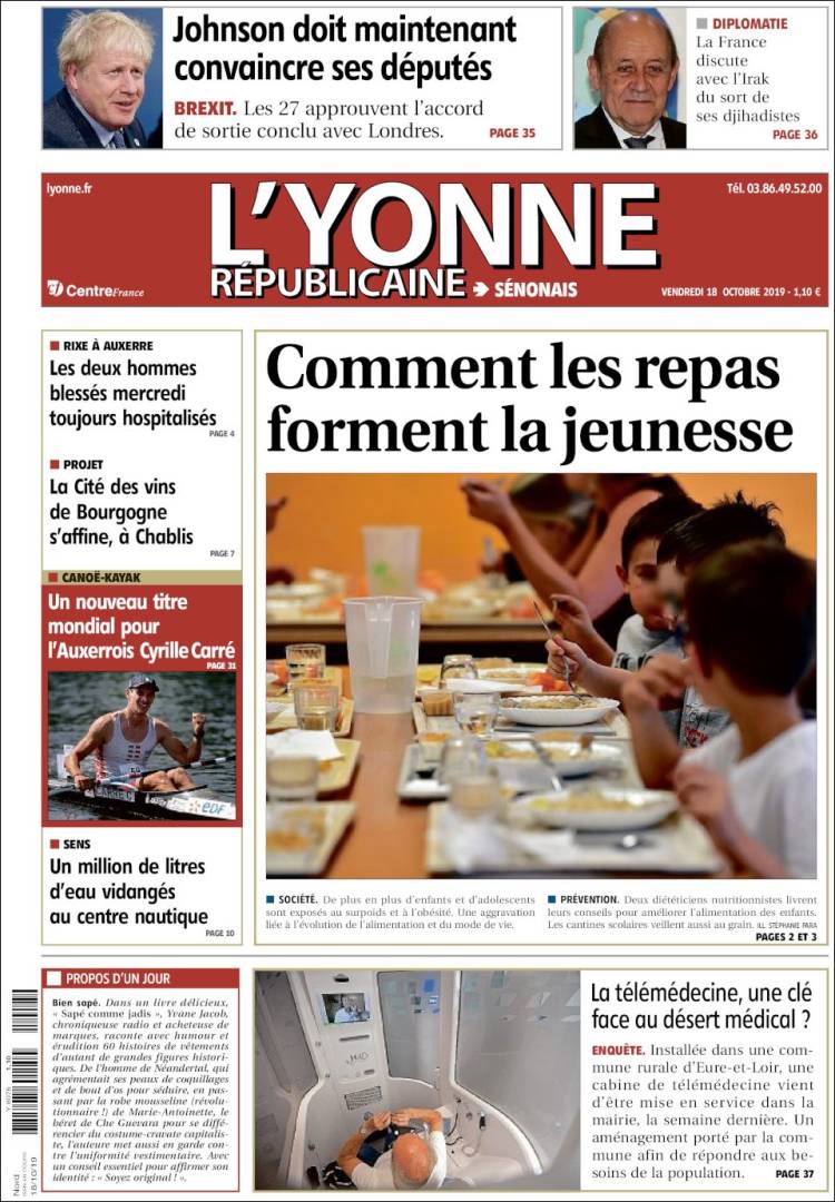 Portada de L'Yonne-Républicaine (Francia)
