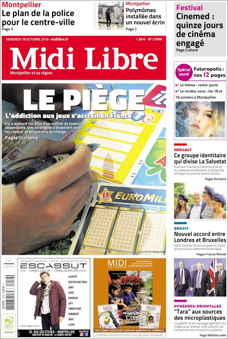 Portada de Midi Libre (Francia)
