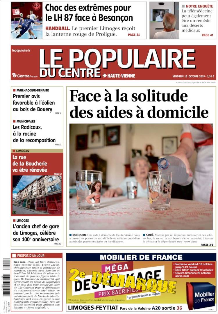 Portada de Le Populaire du Centre (Francia)